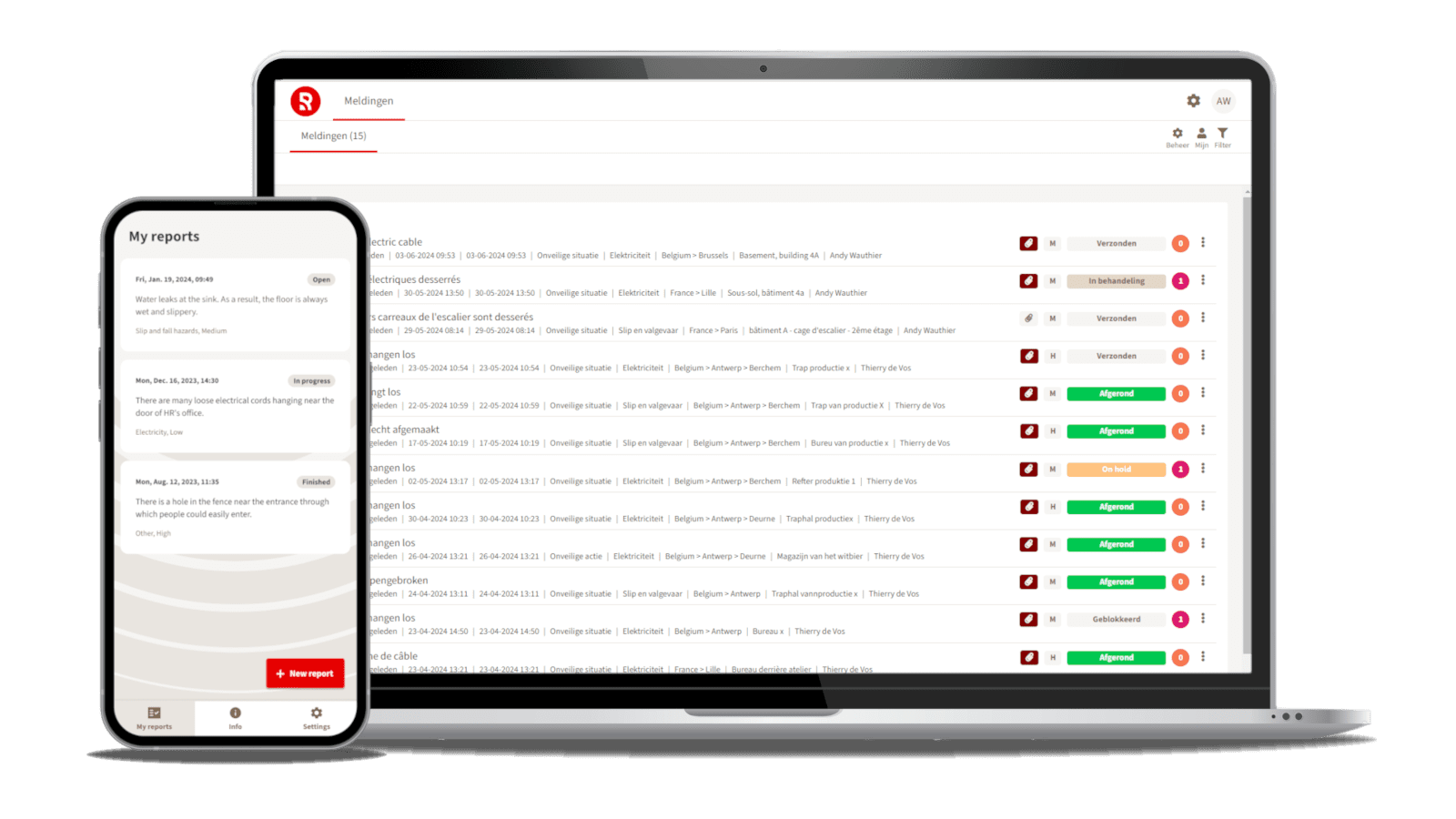 Riskreporter Laptop en mobile